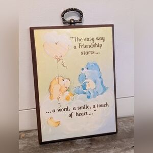Vintage Care Bears Wooden Hanging Frame 5.75" x 3.5"